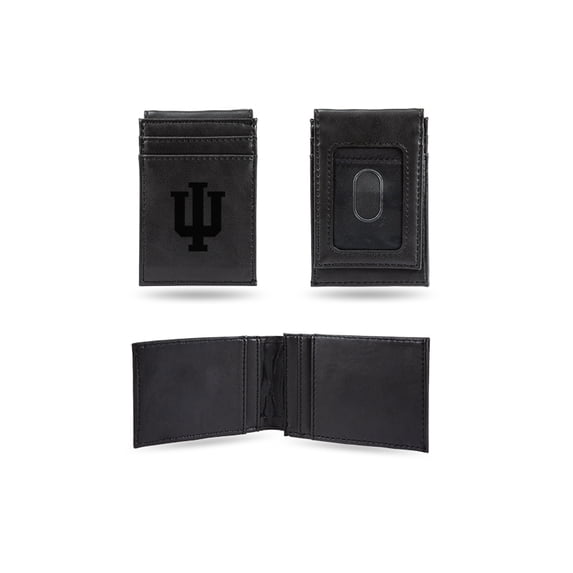 Indiana Hoosiers Laser Engraved Black Front Pocket Wallet