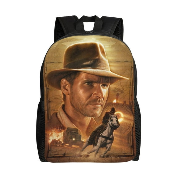 Indiana Jones Cartoon Travel Bags Casual Multipurpose Back-Packs Shoulder Bag For Class Hiking Unisex