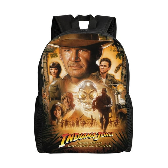 Indiana Jones Cartoon Travel Bags Casual Multipurpose Back-Packs Shoulder Bag For Class Hiking Unisex