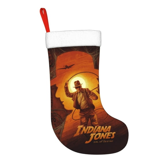 Indiana Jones Christmas Stockings 18 Inch Xmas Hanging Stocking Gift Bag For Holiday Family Party Tree Decor