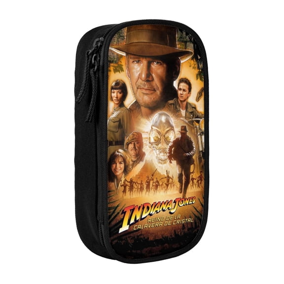 Indiana Jones Pencil Case, Black Large Capacity Pen Box With Zipper Stationery Storage Office Supply