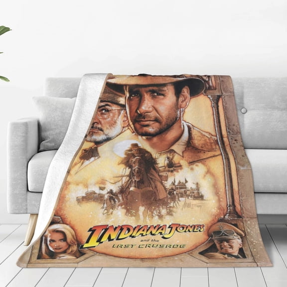 Indiana Jones Travel Blanket For Anime Movie Lovers, Flannel Throw Blankets For Bed Couch Sofa Decor (60"X50" )