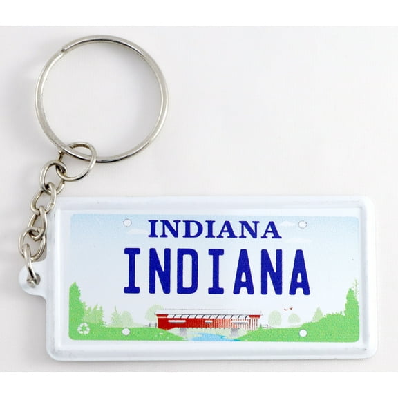 Indiana License Plate Aluminum Ultra-Slim Rectangular Souvenir Keychain