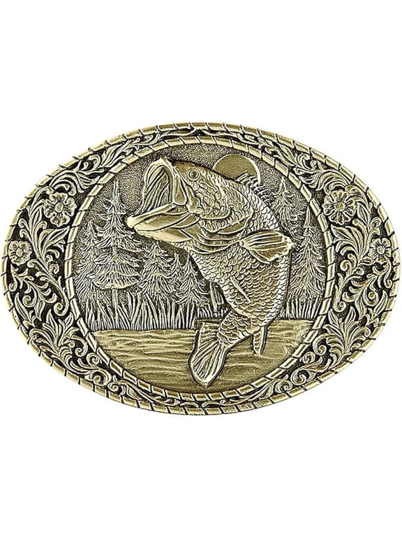 Large Mouth Bass Solid Brass Belt Buckle Western Frame Made in USA