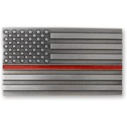 Indiana Metal Craft Thin Red Line Pewter Belt Buckle for First Responders, Made in USA