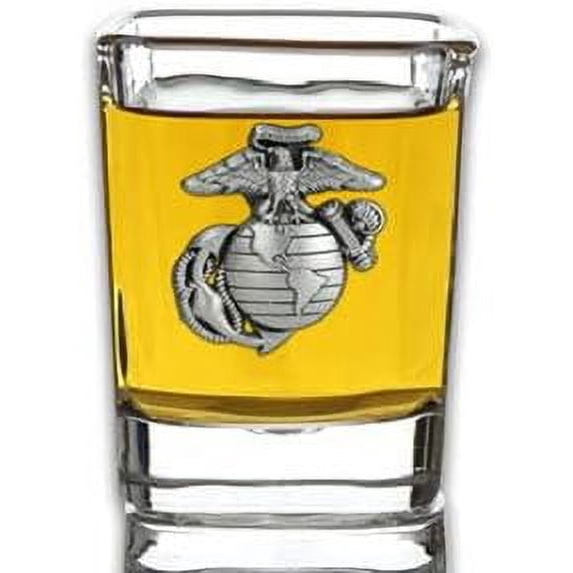 Indiana Metal Craft U.S. Marine Corps EGA Solid Pewter Emblem Shot Glass, Made in USA