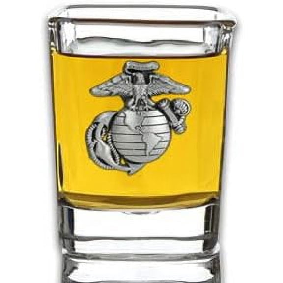 Indiana Metal Craft U.S. Marine Corps EGA Solid Pewter Emblem Shot Glass, Made in USA