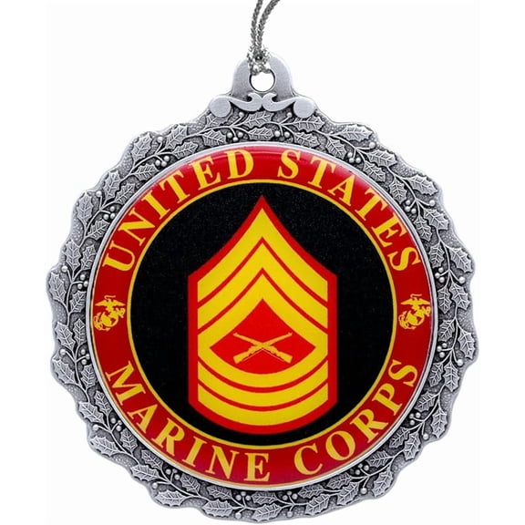 Indiana Metal Craft USMC Master Sergeant Rank Pewter Christmas Ornament, Made in USA