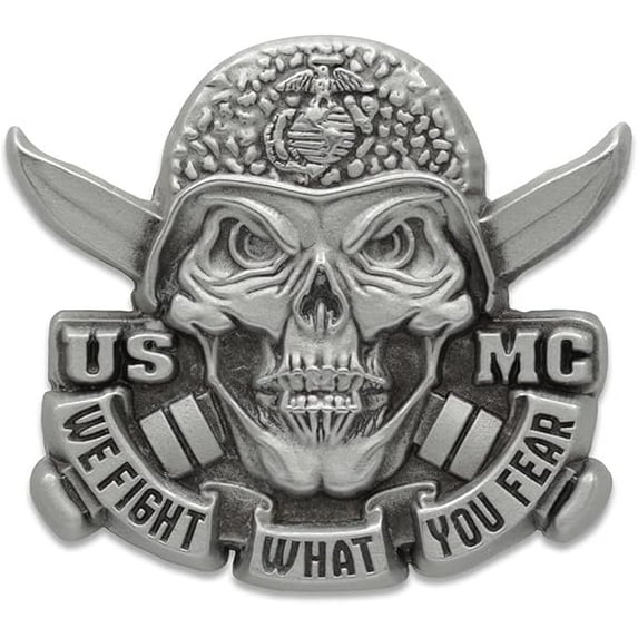Indiana Metal Craft USMC Solid Pewter Jumbo Fear Fighter Lapel Pin - Military Lapel Pin for Marines, Made in USA