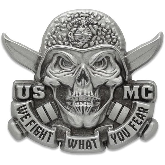 Indiana Metal Craft USMC Solid Pewter Jumbo Fear Fighter Lapel Pin - Military Lapel Pin for Marines, Made in USA