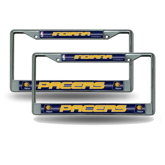 Indiana-Basketball-Pacer's Chrome Metal (2) Sparkly Sparkly Glitter Bling Look Look License Plate Frame Set