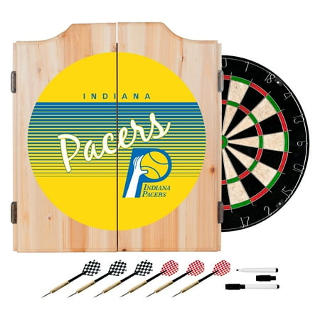 Indiana Pacers NBA Hardwood Classics Dart Cabinet Set with Darts and Board - Yellow, Blue