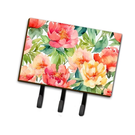 Indiana Peonies in Watercolor Leash or Key Holder 6 in x 9 in