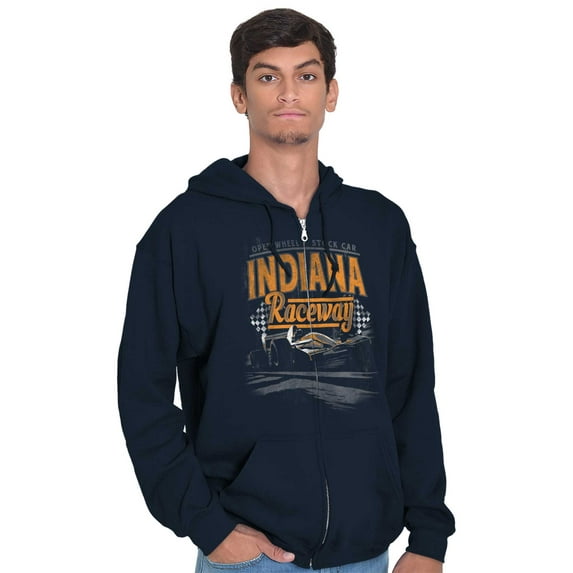 Indiana Raceway Midwest Car Race Unisex Fleece Graphic Zip Up Hoodie Brisco Brands 2X