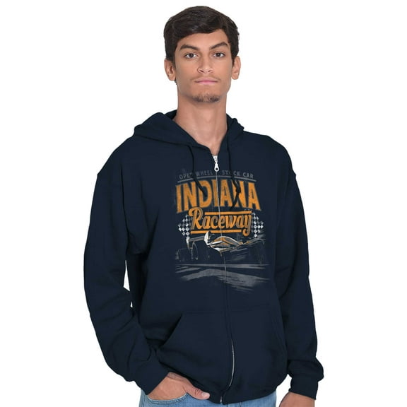 Indiana Raceway Midwest Car Race Unisex Fleece Graphic Zip Up Hoodie Brisco Brands 2X