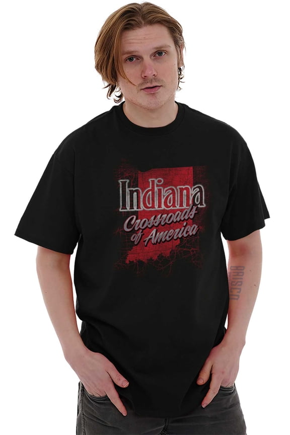 Indiana Retro State Map Shape Cool IN Men's Graphic T Shirt Tees Brisco Brands L