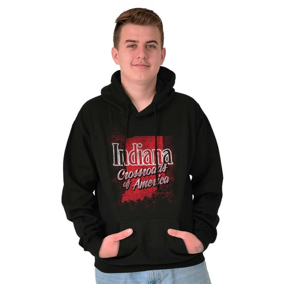 Indiana Retro State Map Shape Cool IN Unisex Plus Fleece Graphic Hoodie Brisco Brands 2X