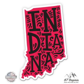 Indiana Shape Cute Letters Native Local - 12" Vinyl Sticker Waterproof Decal