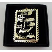 Indiana State Brass Ornament Black Leatherette Gift Box