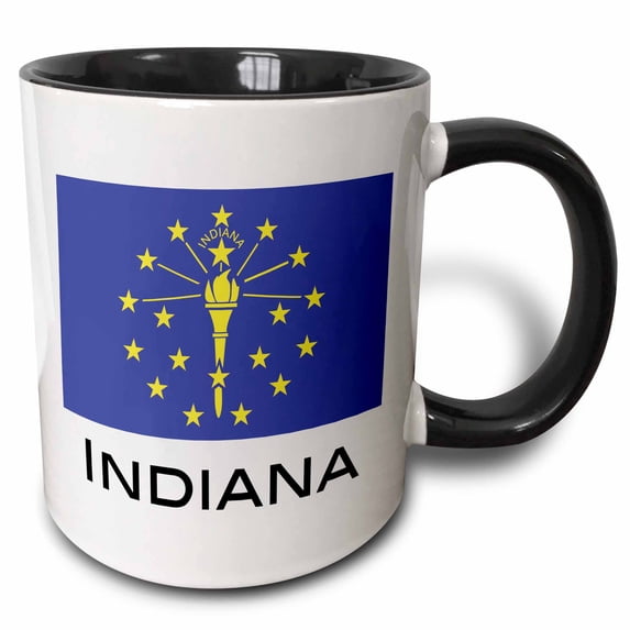 3drose, Indiana State Flag, 11oz Two-tone Black Mug