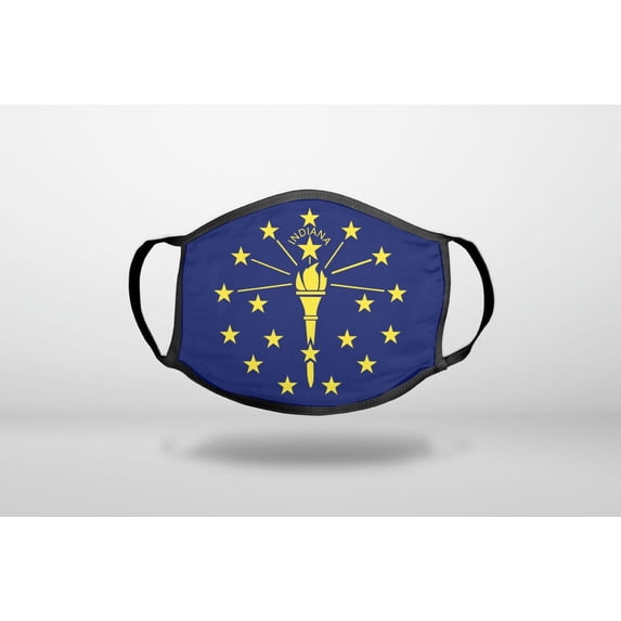 Indiana State Flag - 3-Ply Reusable Soft Cloth Face Covering, Unisex, Cotton Inner Layer
