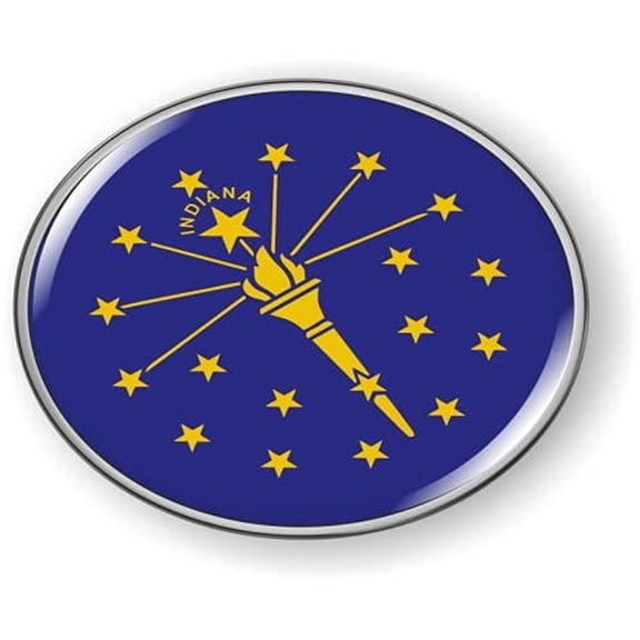 Indiana State Flag 3D Domed CAR Emblem Badge Sticker Flexible Round
