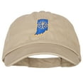 thumbnail image 1 of Indiana State Flag Map Embroidered Low Profile Cotton Cap - Khaki OSFM, 1 of 5