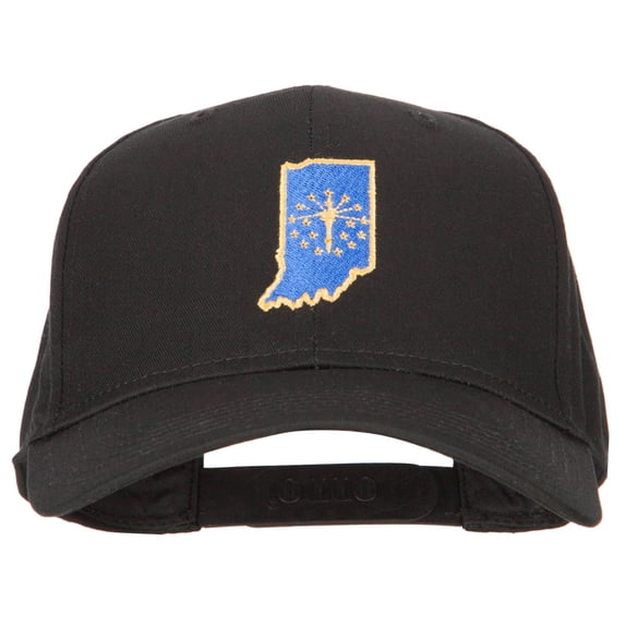 Indiana State Flag Map Embroidered Solid Cotton Pro Cap - Black OSFM