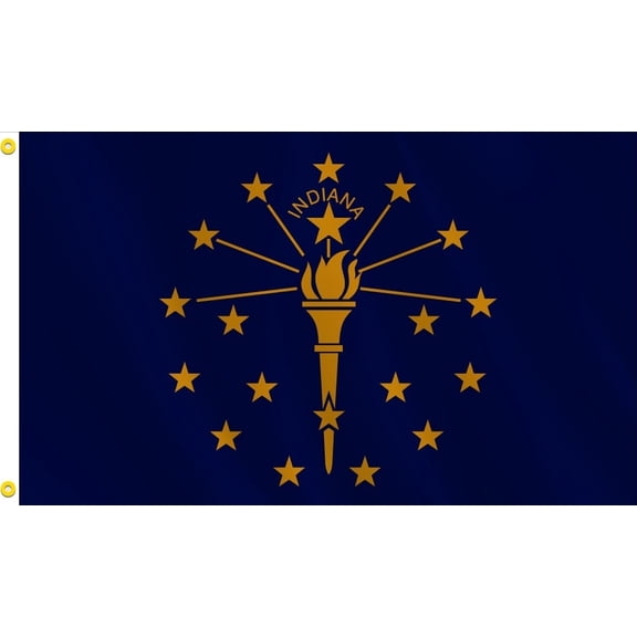 Indiana State Flag, Nylon, 3' x 5', 100% Made in USA, Canvas Header, Heavy-Duty Brass Grommets
