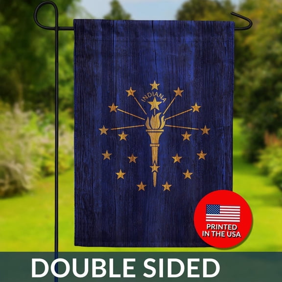 Indiana State Flag Rustic Wood Design Double Sided Hoosier Pride Decor 1