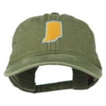 thumbnail image 1 of Indiana State Map Embroidered Washed Cotton Cap - Olive Green OSFM, 1 of 5