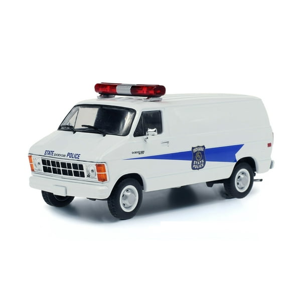 Indiana State Police 1980 Dodge Ram B250 Van, White - Greenlight 86599 - 1/43 scale Diecast Model Toy Car