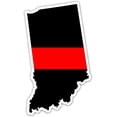 thumbnail image 1 of Indiana State Shape Fireman Red Line Ribbon Sticker Decal 3x5 in, 1 of 3