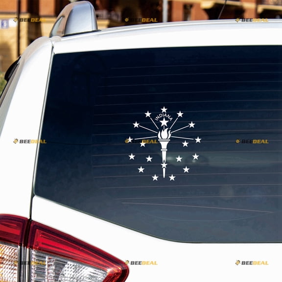 Indiana State Sticker Decal Vinyl Flag - White 4" - For Car Boat Laptop Cup No Background Die-cut