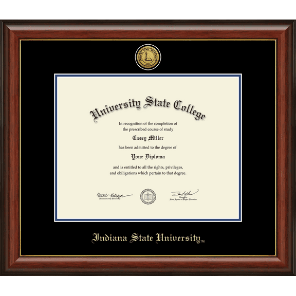 Indiana State University Diploma Frame, Document Size 14" x 11"