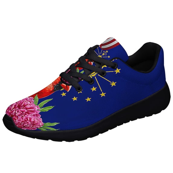 Indiana Stte Cardinal and Peony Flower Shoes Sneakers Black Size 5