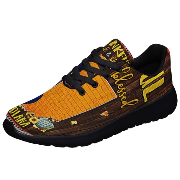 Indiana Stte Fall Thanksgiving Thankful Grateful And Blessed Shoes Sneakers Black Size 3.5