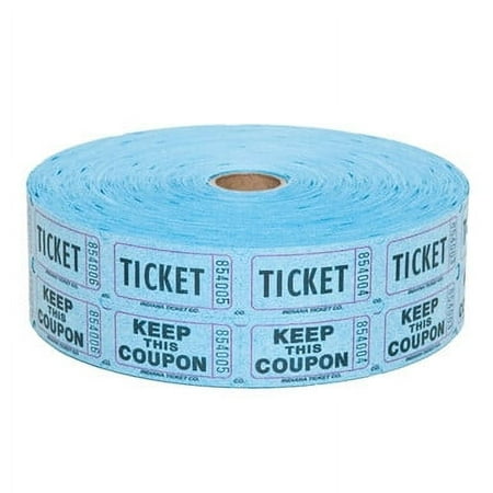 Indiana Ticket Company Double Roll 50/50 Raffle Tickets, Blue, 2-Part, 2000 Count, Double-Sided