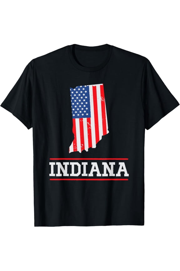 Indiana US Flag - US State Silhouette Indiana Souvenir T-Shirt