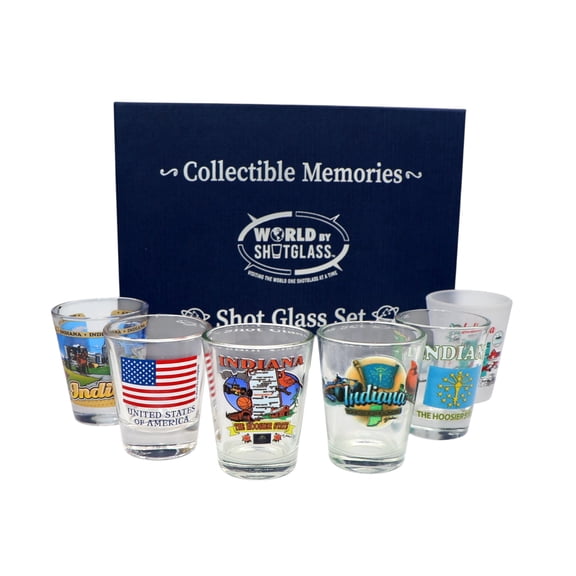 Indiana United States USA Souvenir Boxed Shot Glass Set (Set of 6)