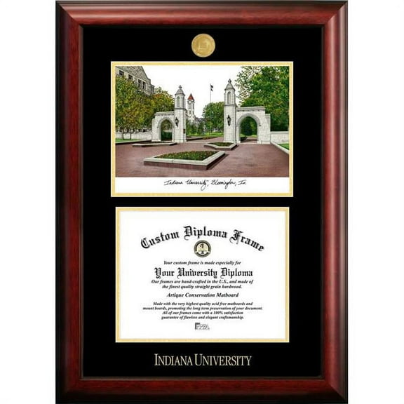 Indiana University, Bloomington 8.5" x 11" Gold Embossed Diploma Frame with Campus Images Lithograph