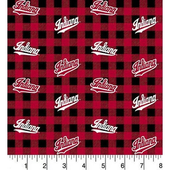 Indiana University Cotton Fabric-Sold by the Yard-Buffalo Plaid Design