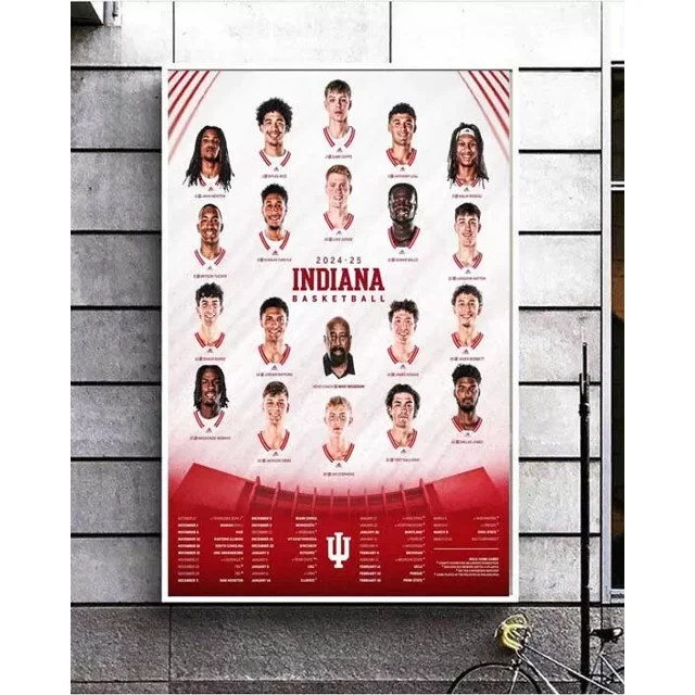 Indiana University Hoosiers 2024 2025 Men's Basketball Schedule Poster