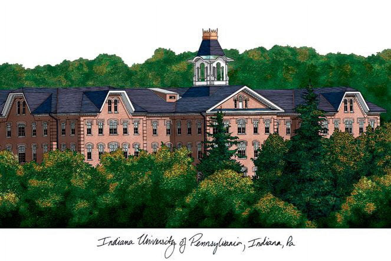 Indiana University of Pennsylvania 11w x 8.5h Manhattan Black Single Mat Gold Embossed Diploma Frame with Bonus Campus Images Lithograph (value savings at $59)