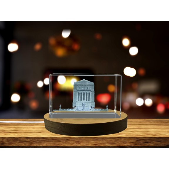 Indiana War Memorial 3D Engraved Crystal Gift