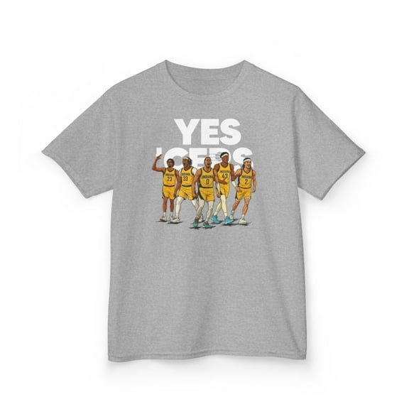 Indiana Yes Cers Starting 5 Basketball Cartoon Kids Heavy Cotton Tee-KBIND5001B-Sport Grey-M