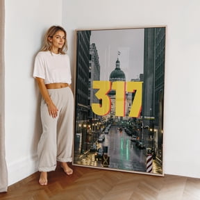 Indianapolis 317 Area Code Poster Photography Print - Bold Retro Home Decor Office Wall Art