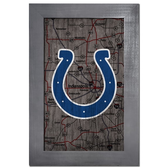 Indianapolis Colts 11'' x 19'' Framed Team City Map Sign