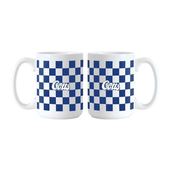 Indianapolis Colts 2-Pack 15oz. Checkered Wordmark Mug Set