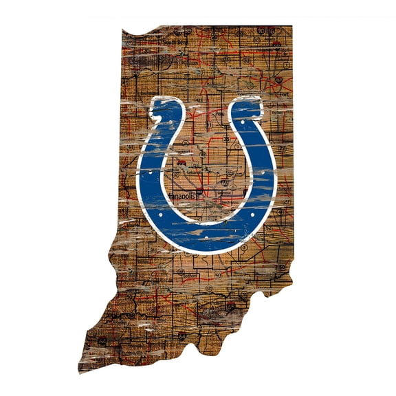 Indianapolis Colts 23.5" x 23.5" Distressed State with Logo Sign